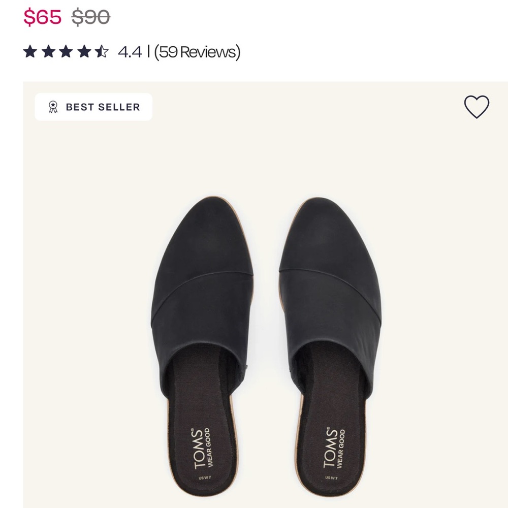 Toms new in box jade mules color black size 5
